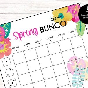 Spring Bunco Score Cards April Bunco Score Sheets Spring - Etsy