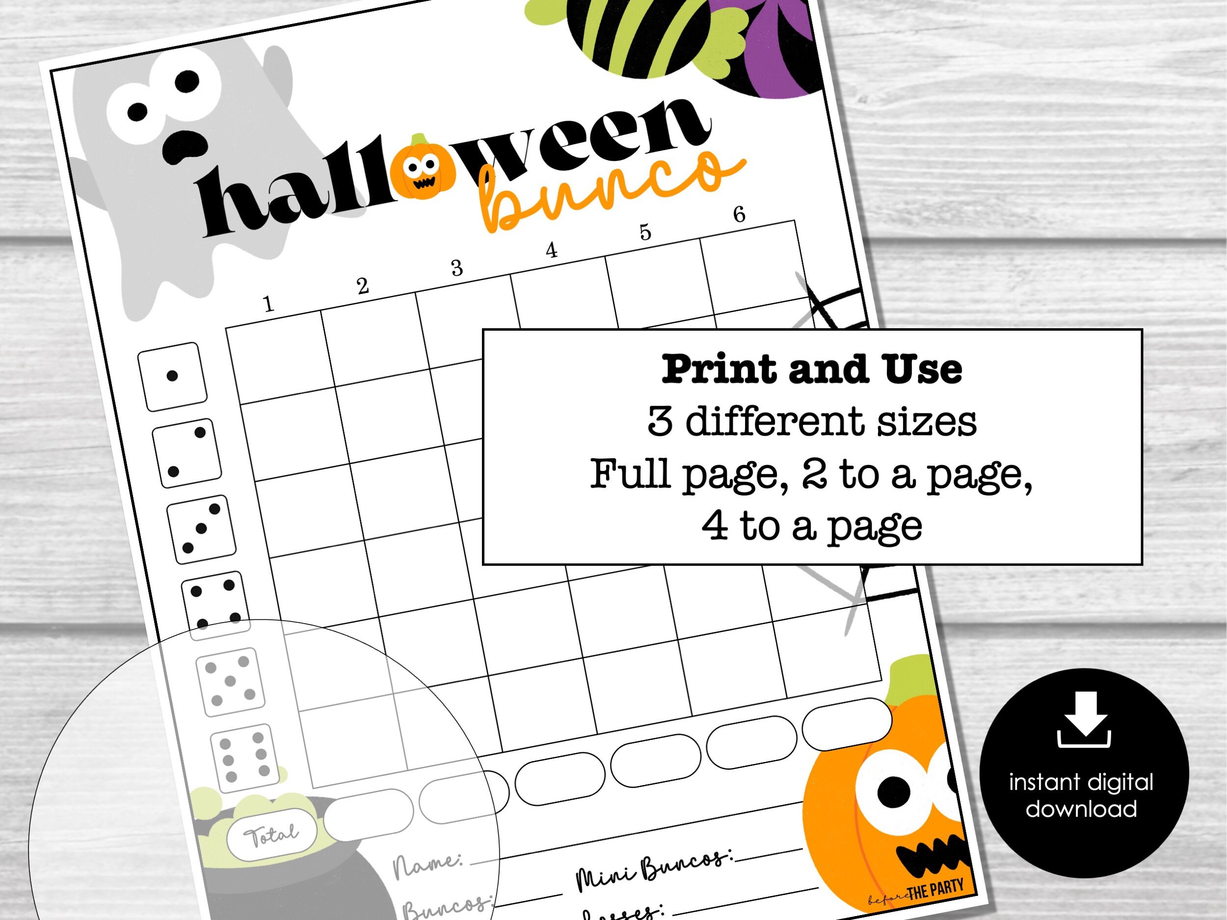Halloween Bunco Score Card Set Spooky Score Sheets October Etsy