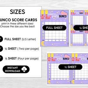 Pajama Party Bunco Score Cards, Bunco Score Sheets, Bunco Invitation ...