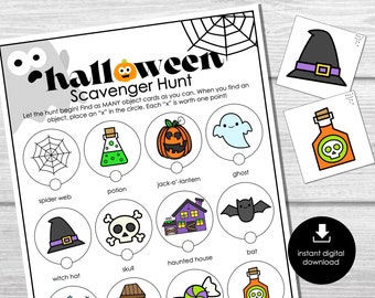 Halloween Schnitzeljagd: Druckbares Kinder Gesellschaftsspiel (Digitaler Download)
