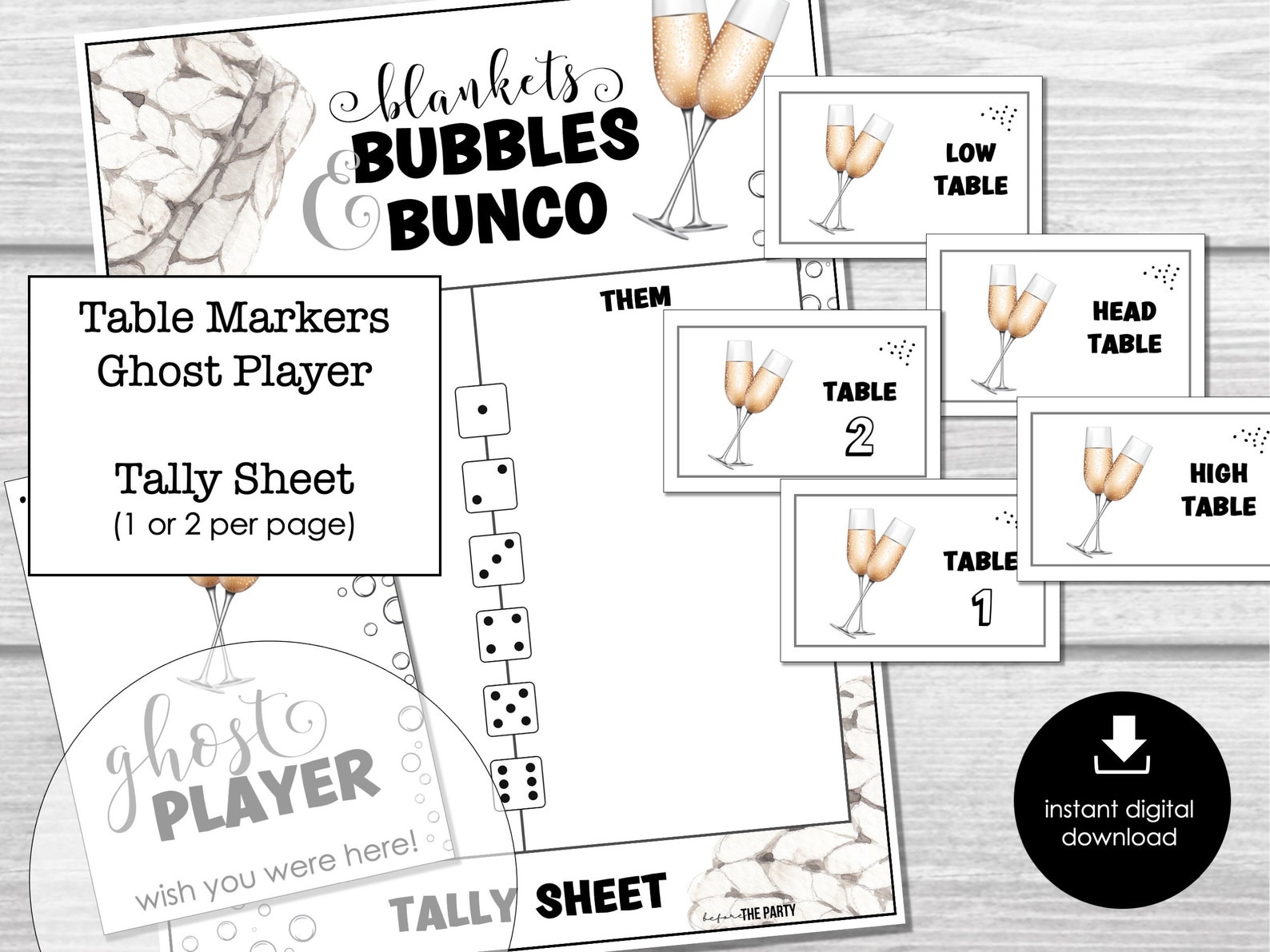 New Year's Eve Bunco Score Sheets, Bunco Score Sheets for New Year ...