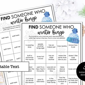 Winter Find Someone Who Bingo Game: Holiday Classroom Activity (digital ...