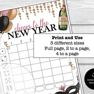 New Year's Eve Bunco Printable Score Sheets, New Year Party Bunco ...