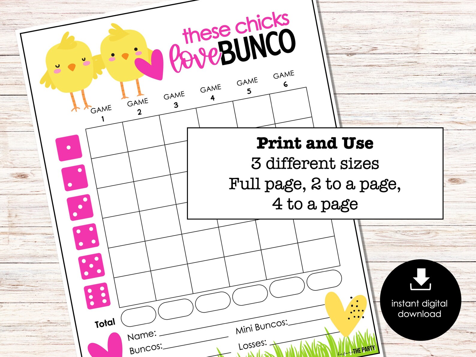 Spring Bunco Game Score Sheets, April Bunco Printable Score Cards ...
