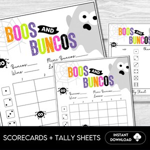 Halloween Bunco Score Sheets, Spooky Bunco Game, Halloween Party Bunco Scorecards | 4 games, 6 games Tally Sheets, October Ghost Bunco Party