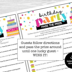 Pass the Prize, Birthday Party Game, Printable Party Game, Fun Gift ...