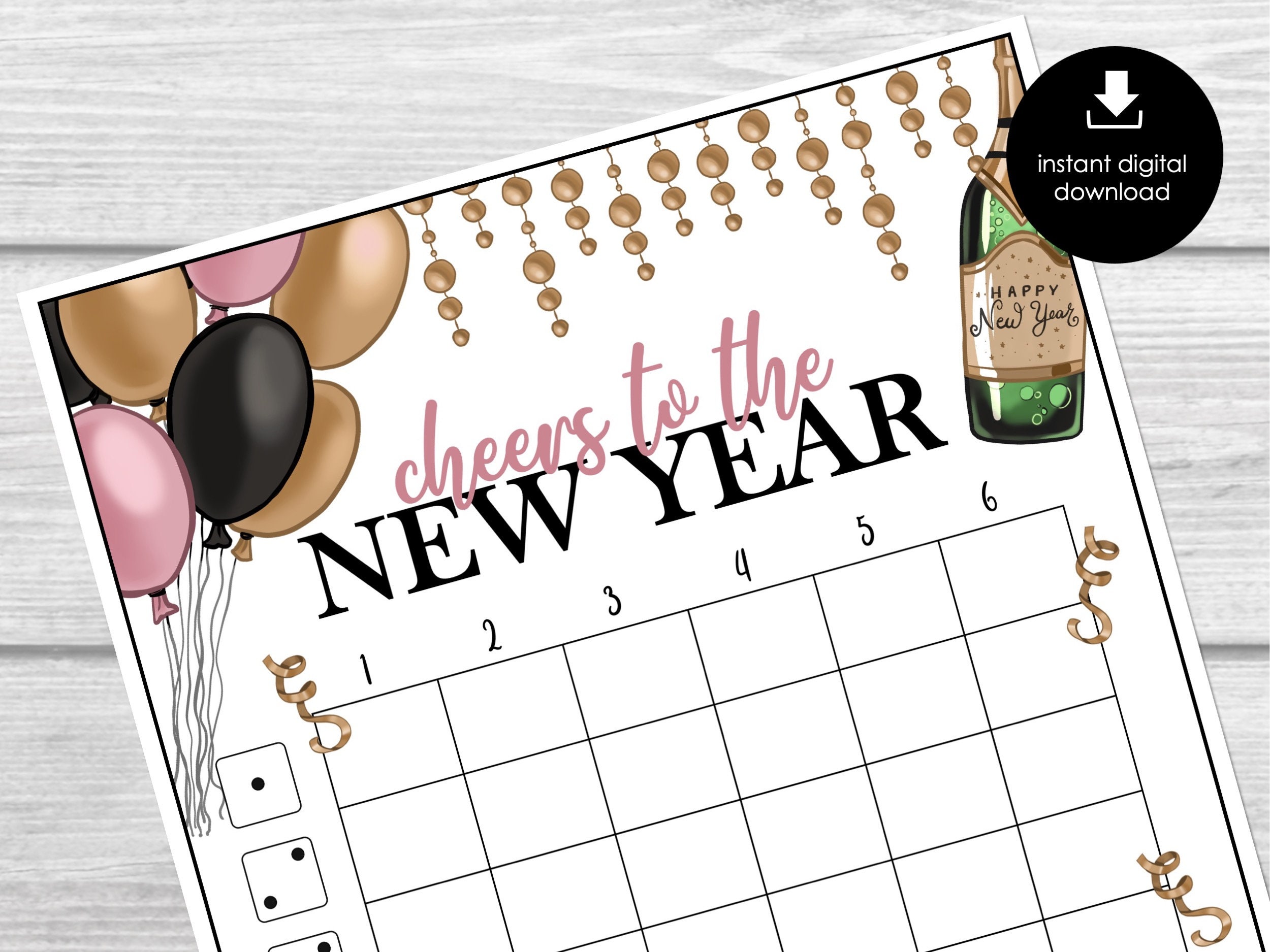 New Year's Eve Bunco Printable Score Sheets, New Year Party Bunco ...