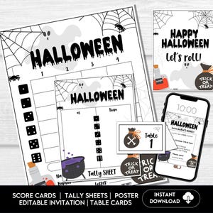 Cartes de pointage Halloween Bunco, imprimés Bunco, faire-part à une fête d&#39;octobre Bunco, fête d&#39;Halloween à thème Bunco, nuit d&#39;octobre Bunco, BUNKO