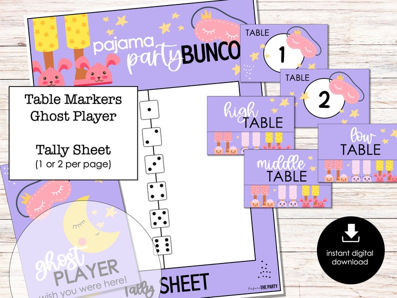 Pajama Party Bunco Score Cards Bunco Score Sheets Bunco - Etsy