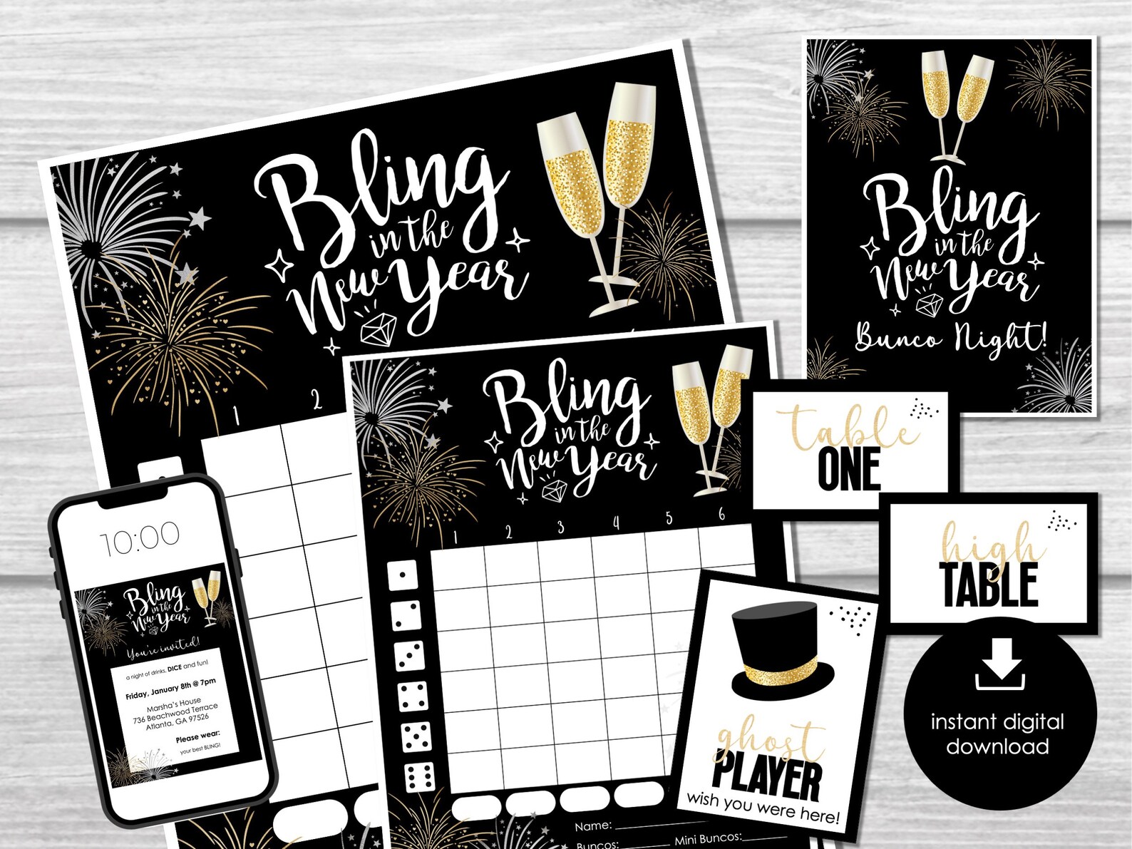 New Year's Eve Bunco Score Sheets, Bunco Score Sheets for New Year ...