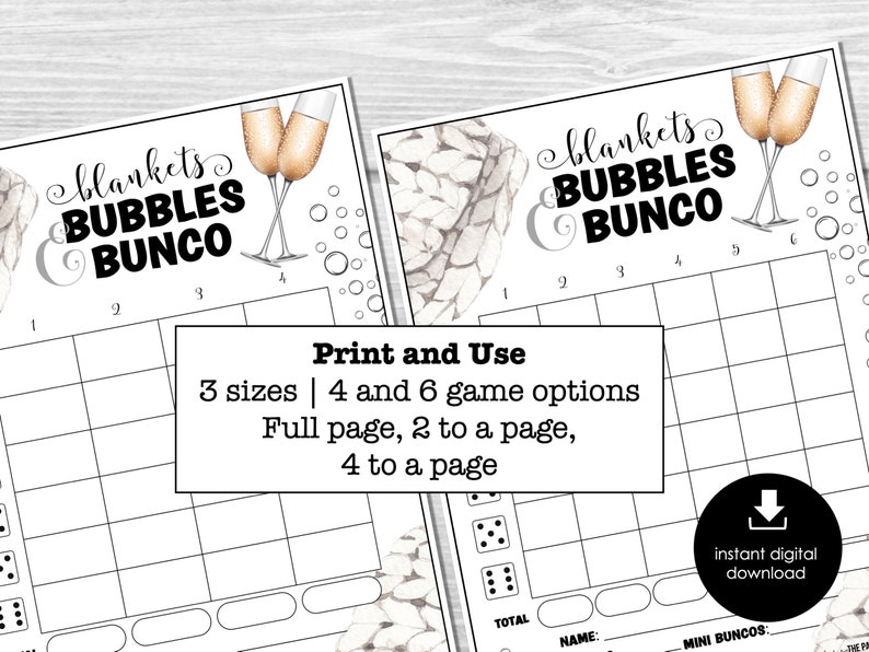 New Year's Eve Bunco Score Sheets, Bunco Score Sheets for New Year ...