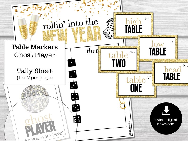 New Year's Eve Bunco Score Sheets, Bunco Score Sheets for Happy New ...