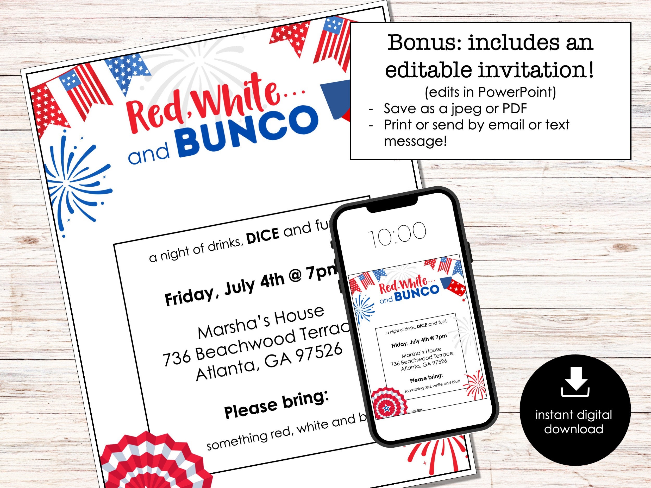 4th Of July Bunco Score Cards July Fourth Party Bunco Invitation July 4th Of July Bunco Score Cards July Fourth Party Bunco Invitation July