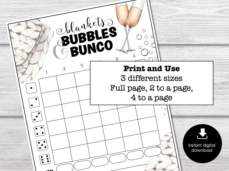 New Year's Eve Bunco Score Sheets, Bunco Score Sheets for New Year ...