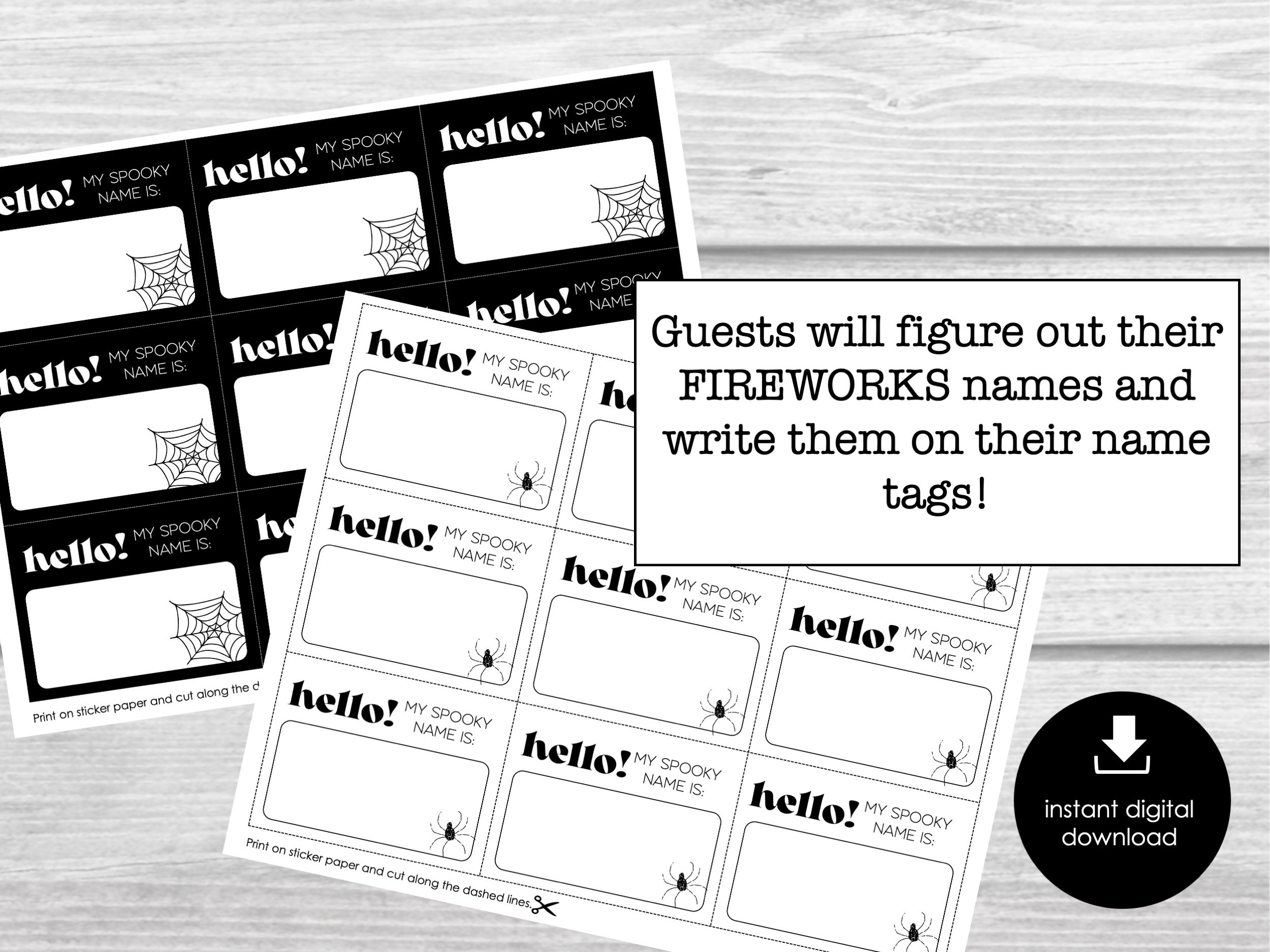 Halloween Spooky Name Game, Halloween Name Tags and Sign, Party Ice