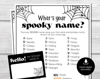 Halloween Spooky Name Game: Party Icebreaker (Digital Download)