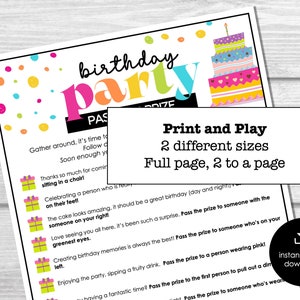Pass the Prize, Birthday Party Game, Printable Party Game, Fun Gift ...