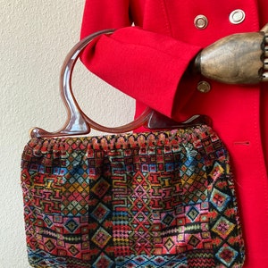 Handtasche Vintage Gobelin Boho 70s Siebziger Jahre Tapestry Tragetasche Ethno