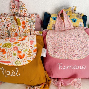 Sac à dos prénom pour enfant, sac école et crèche en tissu, cadeau personnalisé pour la rentrée