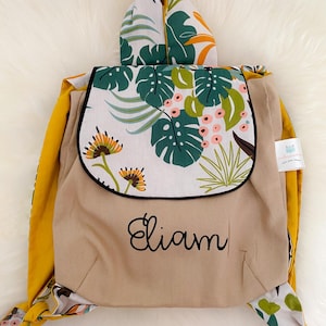 Mochila infantil com nome, mochila escolar de algodão personalizável, ideal para creche ou jardim de infância