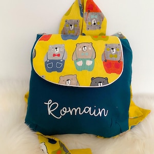 Mochila infantil personalizada, mochila escolar de tecido com nome, bolsa de berçário e jardim de infância