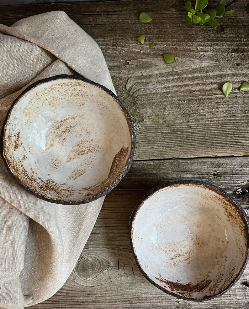 Ceramic Bowls, Handmade Bowls, Rustic Bowls, Minimalist Stoneware, Handmade Ceramic Bowls, Ceramic Soup Bowl, Tilted Bowl, Irregular Shape image 2