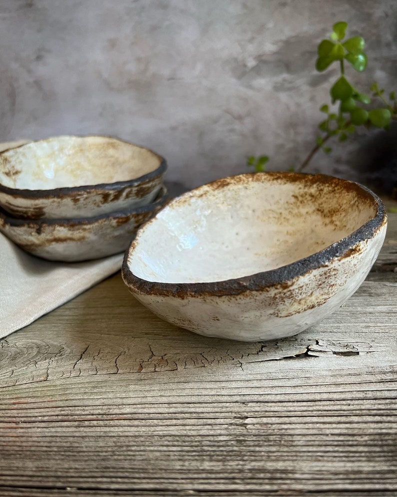 Ceramic Bowls, Handmade Bowls, Rustic Bowls, Minimalist Stoneware, Handmade Ceramic Bowls, Ceramic Soup Bowl, Tilted Bowl, Irregular Shape image 4