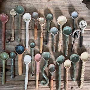 Ceramic Spoons, Stirring Spoons, Handmade Ceramic Spoons, Handmade Pottery Spoons, Mothers Day Gift, Gift For Her, Organic Shapes Spoons
