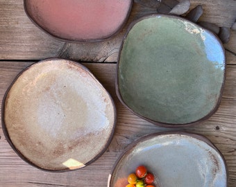 Ceramic Plates, Dessert Plates, Handmade Ceramic Plates, Pottery Plates, Rustic Plates, Rustic Pottery, Irregular Shape Plates, Plates Set