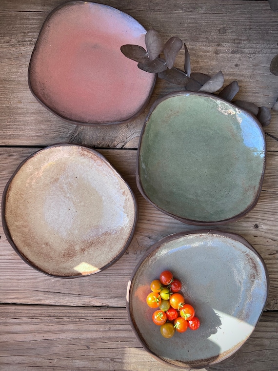 Ceramic Plates, Dessert Plates, Handmade Ceramic Plates, Pottery Plates, Rustic Plates, Rustic Pottery, Irregular Shape Plates, Plates Set