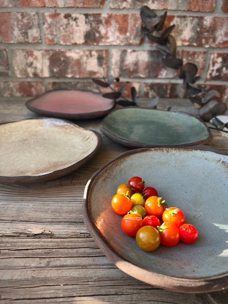 Ceramic Plates, Dessert Plates, Handmade Ceramic Plates, Pottery Plates, Rustic Plates, Rustic Pottery, Irregular Shape Plates, Plates Set image 3