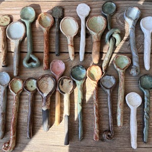 Ceramic Spoons, Stirring Spoons, Handmade Ceramic Spoons, Handmade Pottery Spoons, Valentines Day Gift, Gift For Her, Organic Shapes Spoons image 5