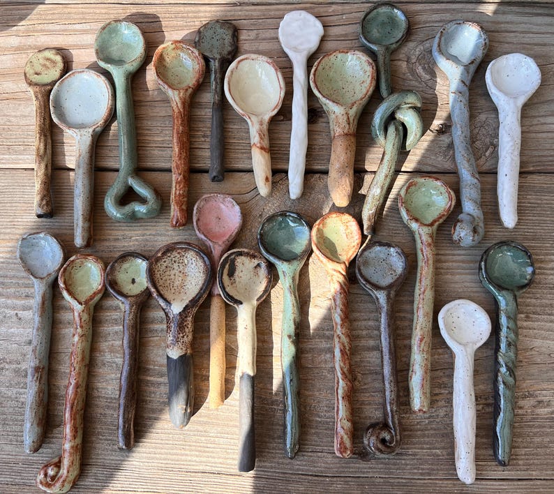 Ceramic Spoons, Stirring Spoons, Handmade Ceramic Spoons, Handmade Pottery Spoons, Valentines Day Gift, Gift For Her, Organic Shapes Spoons image 5