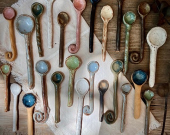 Ceramic Spoons, Stirring Spoons, Handmade Ceramic Spoons, Handmade Pottery Spoons, Minimalist Decor, Rustic Spoons, Pottery Spoons