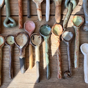 Ceramic Spoons, Stirring Spoons, Handmade Ceramic Spoons, Handmade Pottery Spoons, Valentines Day Gift, Gift For Her, Organic Shapes Spoons image 3