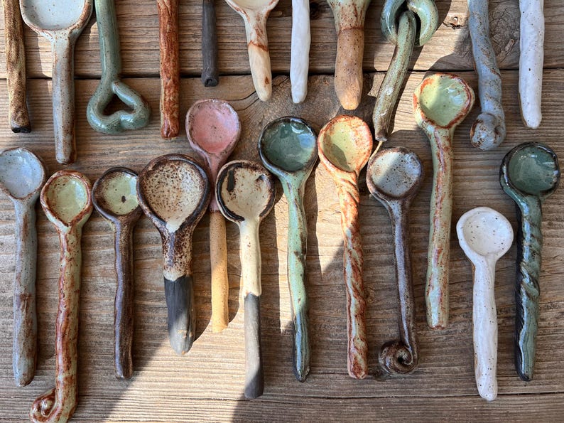 Ceramic Spoons, Stirring Spoons, Handmade Ceramic Spoons, Handmade Pottery Spoons, Valentines Day Gift, Gift For Her, Organic Shapes Spoons image 3