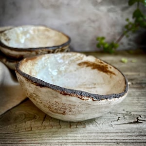 Ceramic Bowls, Handmade Bowls, Rustic Bowls, Minimalist Stoneware, Handmade Ceramic Bowls, Ceramic Soup Bowl, Tilted Bowl, Irregular Shape image 1