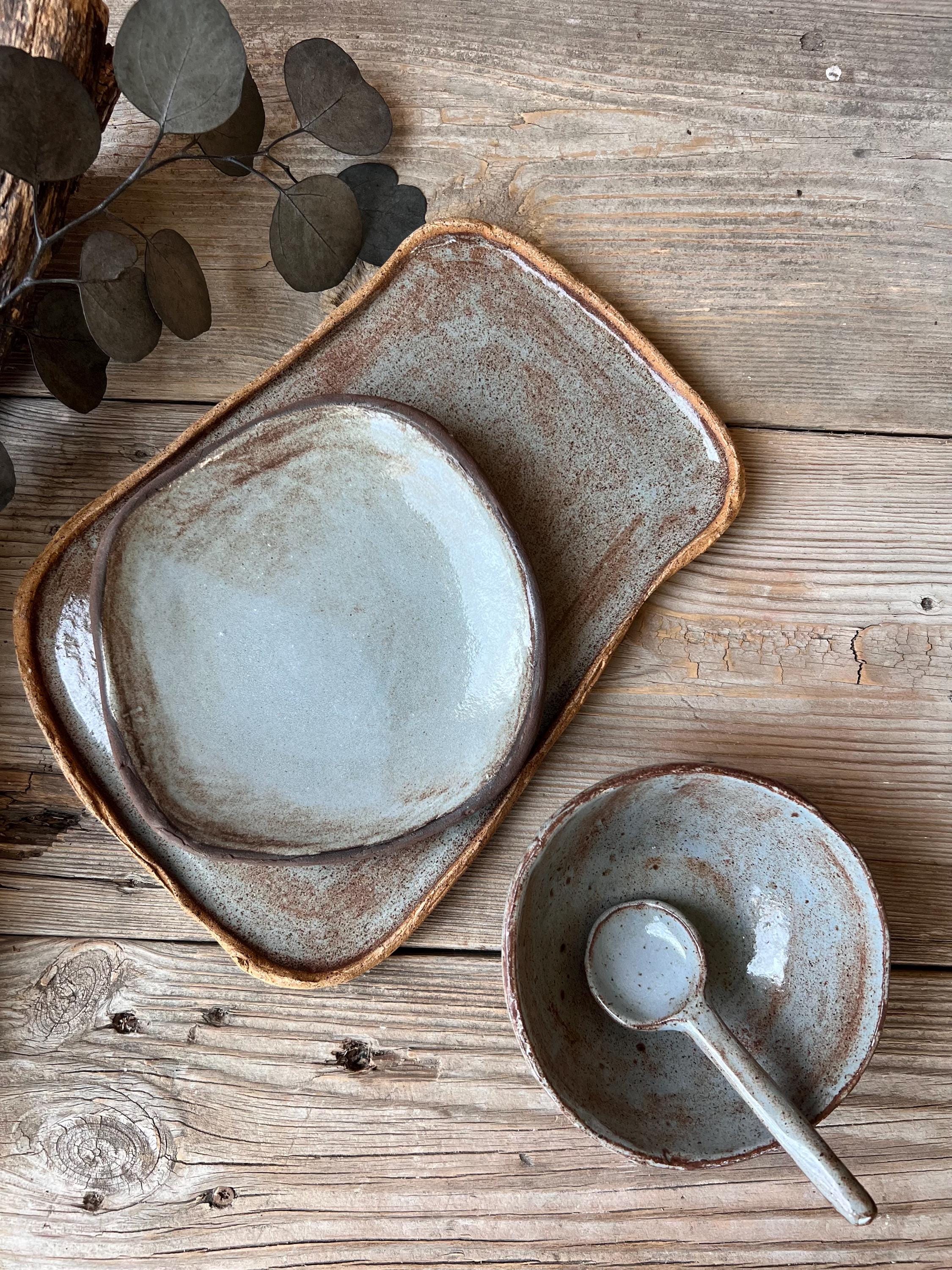 Ceramic Serving Set: Tapas Plate, Bowl, Spoon, and Tray - Etsy