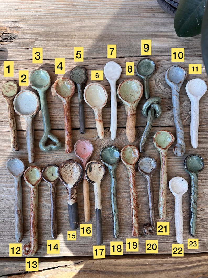 Ceramic Spoons, Stirring Spoons, Handmade Ceramic Spoons, Handmade Pottery Spoons, Valentines Day Gift, Gift For Her, Organic Shapes Spoons image 2