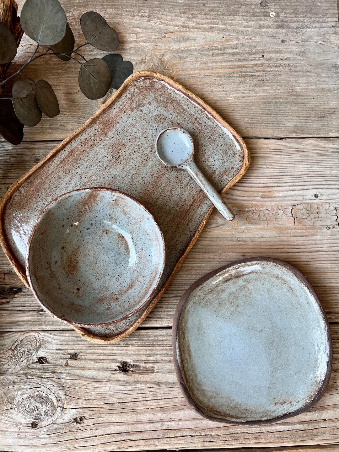 Ceramic Serving Set: Tapas Plate, Bowl, Spoon, and Tray - Etsy