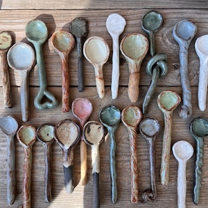 Ceramic Spoons, Stirring Spoons, Handmade Ceramic Spoons, Handmade Pottery Spoons, Valentines Day Gift, Gift For Her, Organic Shapes Spoons image 1