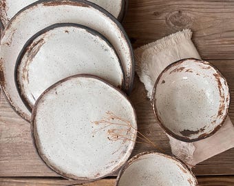 Ceramic Plates, Handmade Bowl, Rustic Pottery, Minimalist Stoneware, Handmade Ceramic Set