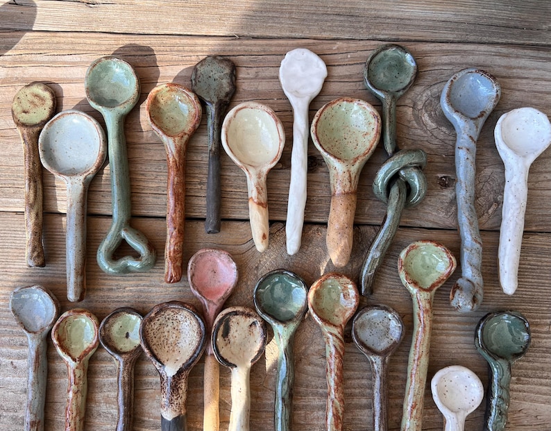 Ceramic Spoons, Stirring Spoons, Handmade Ceramic Spoons, Handmade Pottery Spoons, Valentines Day Gift, Gift For Her, Organic Shapes Spoons image 4