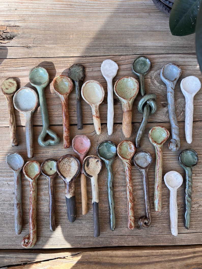 Ceramic Spoons, Stirring Spoons, Handmade Ceramic Spoons, Handmade Pottery Spoons, Valentines Day Gift, Gift For Her, Organic Shapes Spoons image 6
