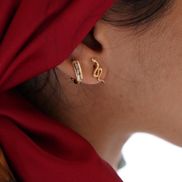 18K solid gold earrings in Snake design