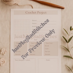 PDF projectplanner gehaakt – afdrukbaar haakdagboek voor garen, haaknaaldmaten en patroonnotities