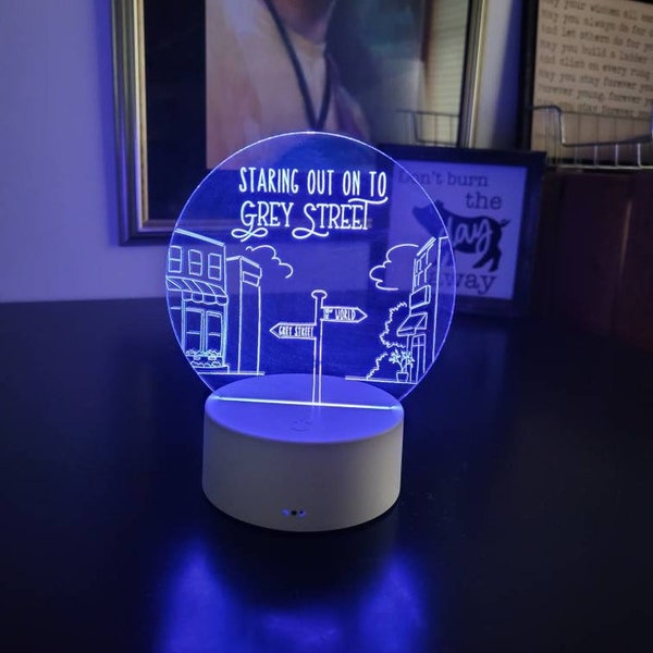 Grey Street inspired LED nightlight. dmb nightlight. Staring out on to Grey Street scene LED light with remote. dmb gifts. Laser engraved.