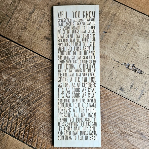 Something to Tell My Baby by dmb. beautifully engraved board with lyrics from Dave Matthews Band. Wooden laser engraved sign. dmb gift.