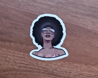 Black Women Art Decals Natural Hairstyle Decorative Waterproof 3 Inch Vinyl Stickers for Planners, Laptops, Mugs - Strong Black Woman