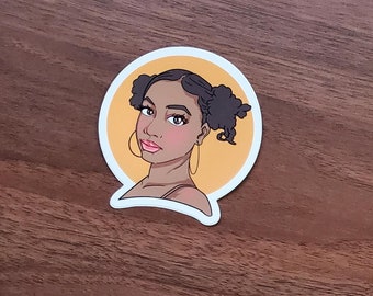Black Women Art Decals Natural Hairstyle Decorative Waterproof 3 Inch Vinyl Stickers for Planners, Laptops, Mugs, Afro Puff - Radiance